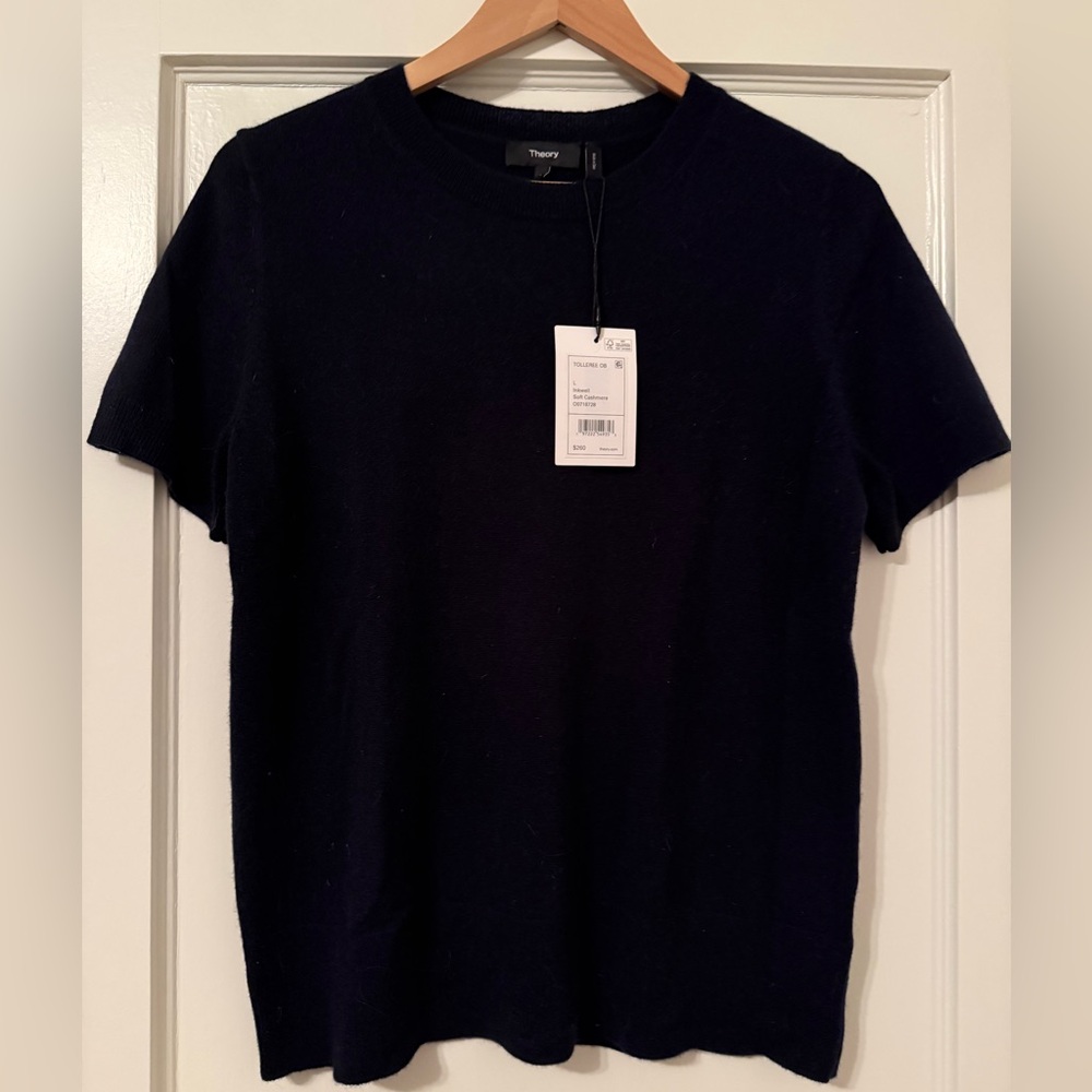 NWT Theory Navy Short Sleeve Cashmere Sweater
